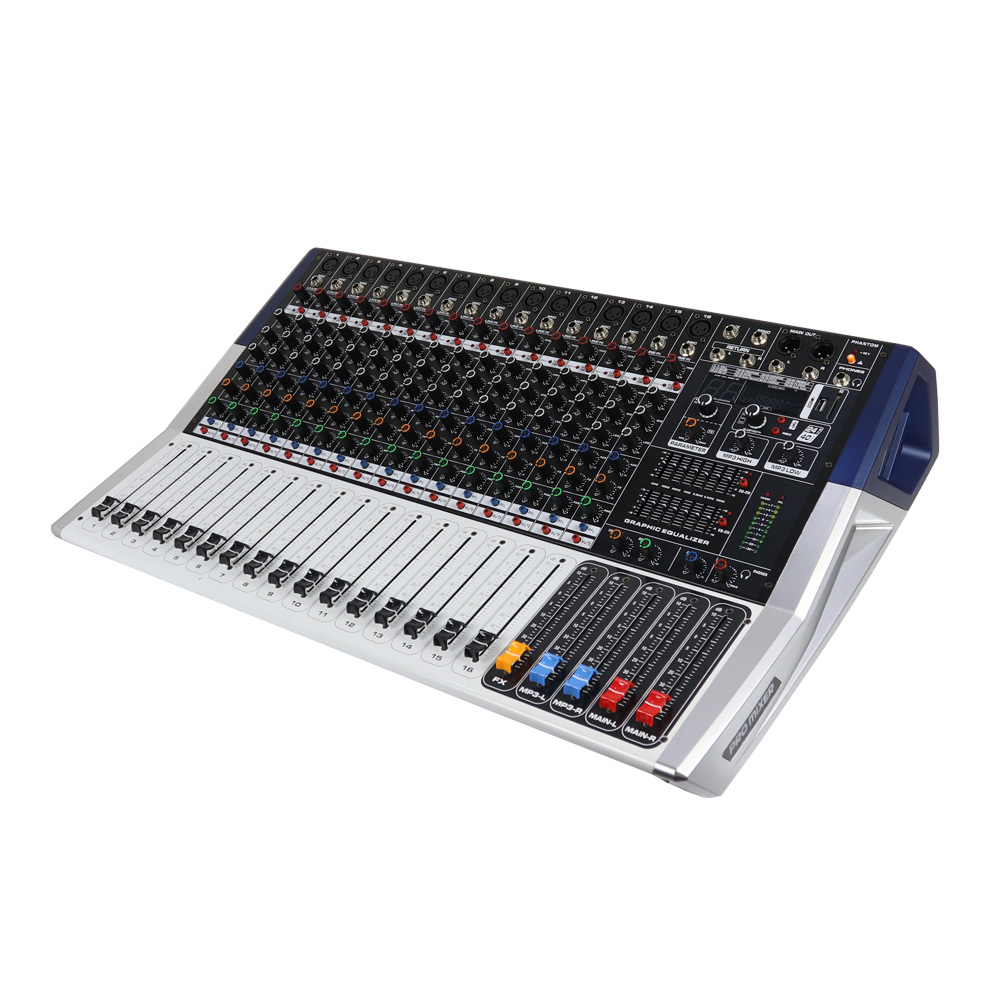 Audio Musically - Professioneller 350W 16-Kanal Metall-Audiomixer Leistungsverstärker mit