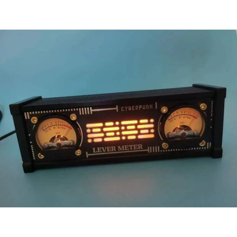 Audio Music Visualizer - E-elektronischer analoger VU-Pegelmesser, RGB-Licht-Sprachcontroller mit Hintergrundbeleuchtung,