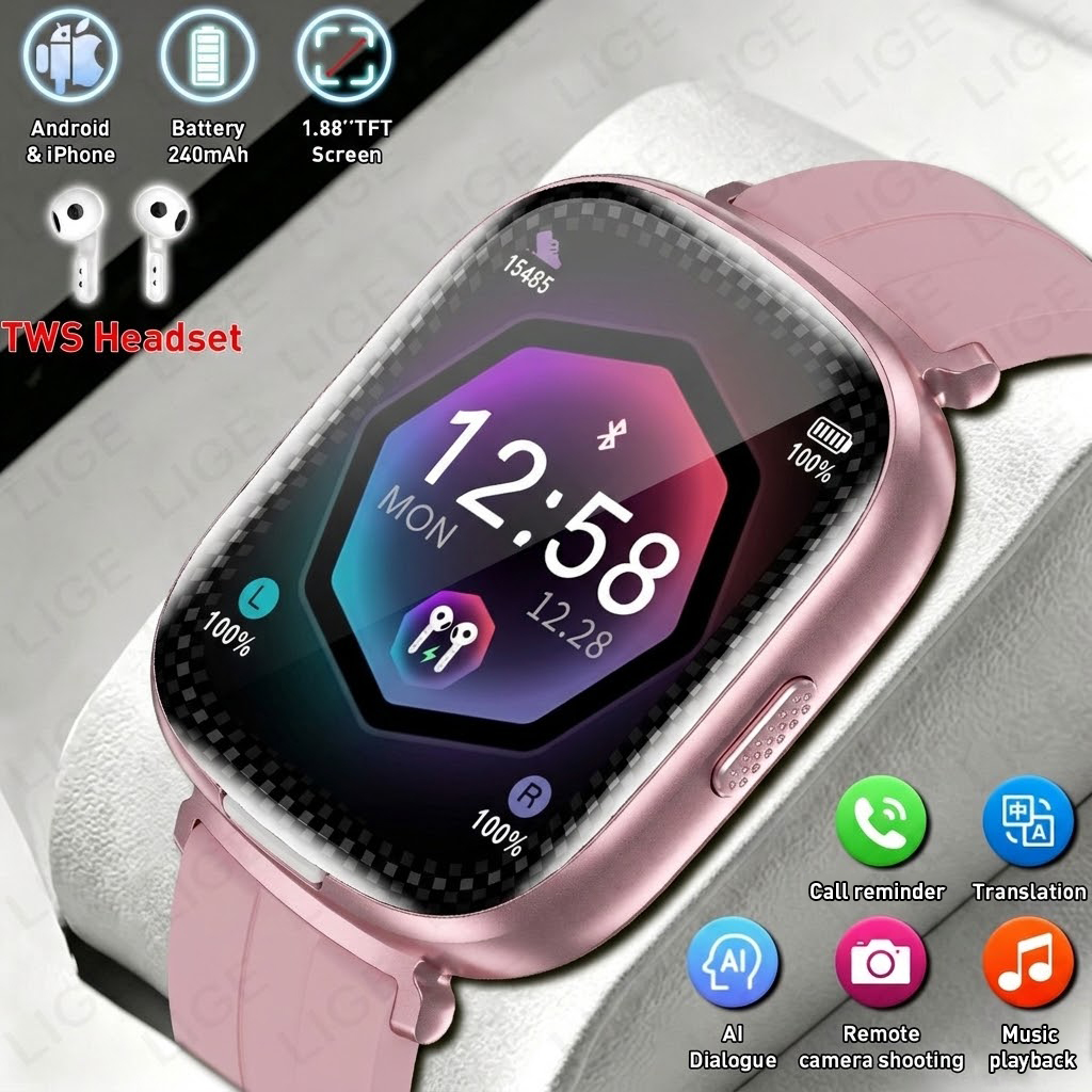 Audio With Music Ai - LIGE 2-in-1 TWS-Headset Smartwatch 1,88