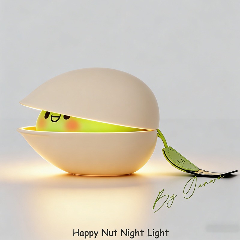 Audio Music Happy Birthday - Fröhliche Nuss-Nachtlampe Cartoon Smiley-Gesicht Weiche Warme