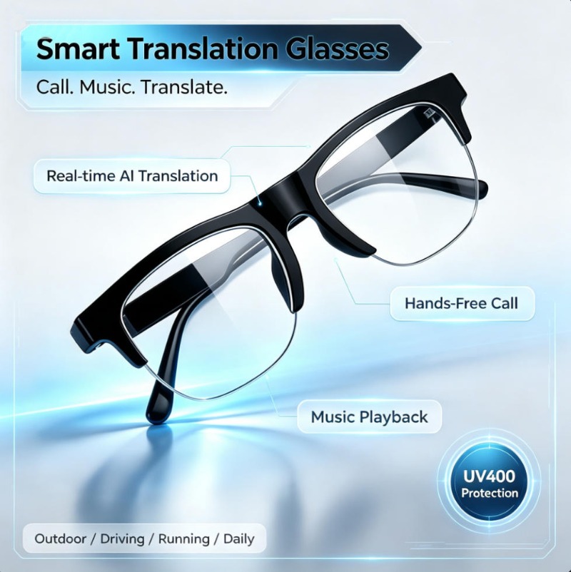 Audio With Music Ai - Intelligente Übersetzungsbrille Echtzeit-KI-Übersetzung Freisprechfunktion Musikwiedergabe Tägliche