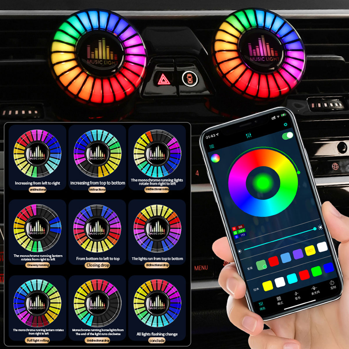 Auto-Musik-Rhythmus-Lampe Auto – Audio Music App Bewertung und Preis