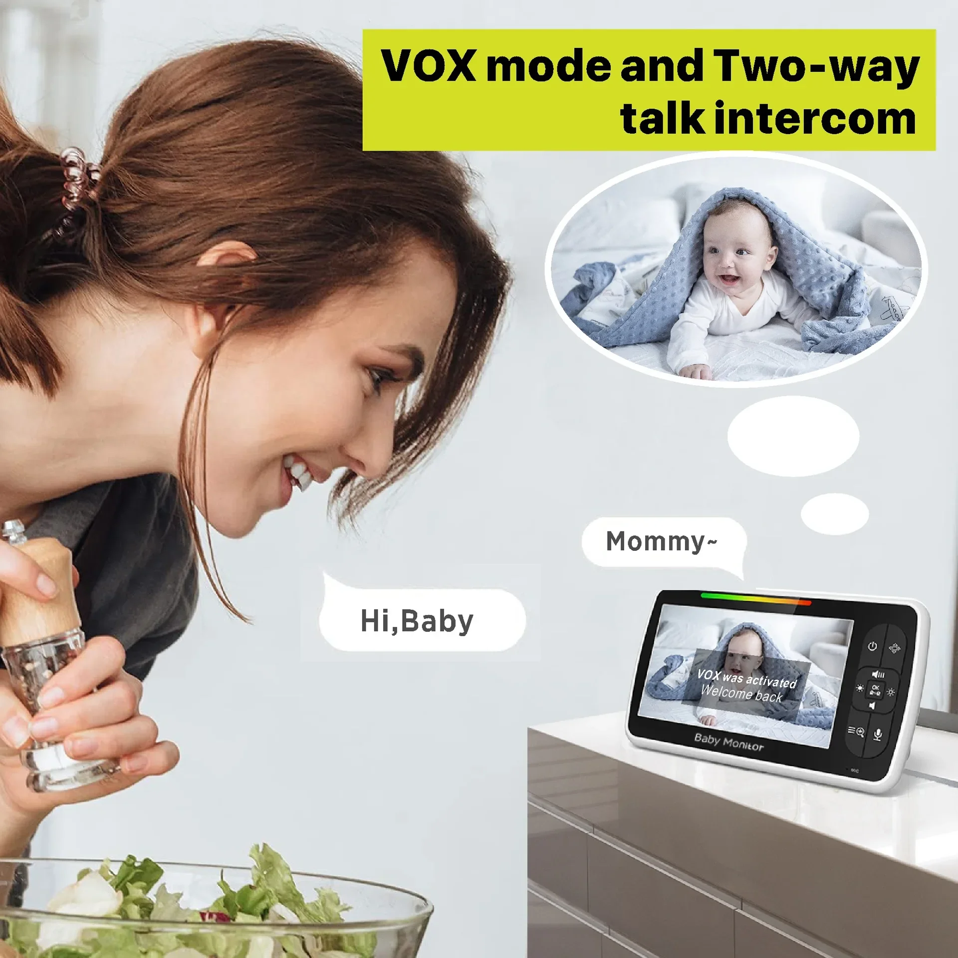 5,0 Zoll Video-Baby-Monitor, m – Audio Music Video Bewertung und Preis