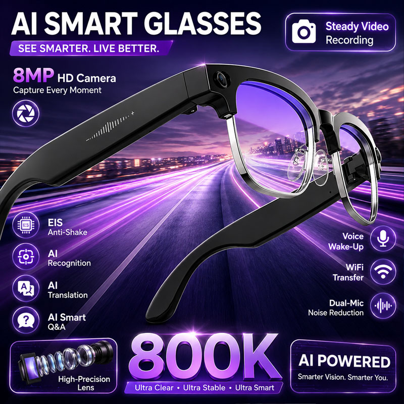 W630 Smart-Brille 800W HD-Kame – Audio Music Image Bewertung und Preis